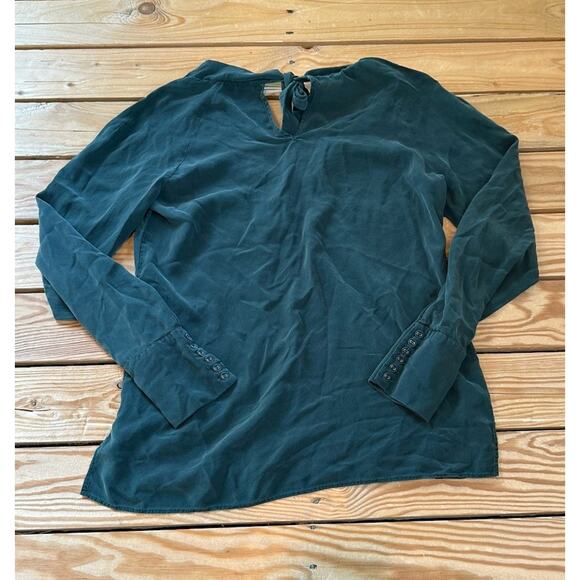 Twinset Simona Barbieri Silk Tie Neck Blouse Size 42 (Small) Women’s Green - Picture 2 of 8